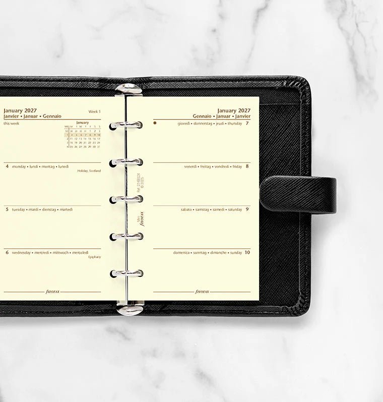 Recharge agenda 2027 FILOFAX - Mini - Semaine sur deux pages (multilingue) - 5059145619658