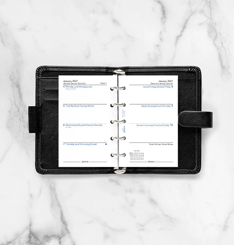 Recharge agenda 2027 FILOFAX - Mini - Semaine sur deux pages (multilingue) - 5059145619696