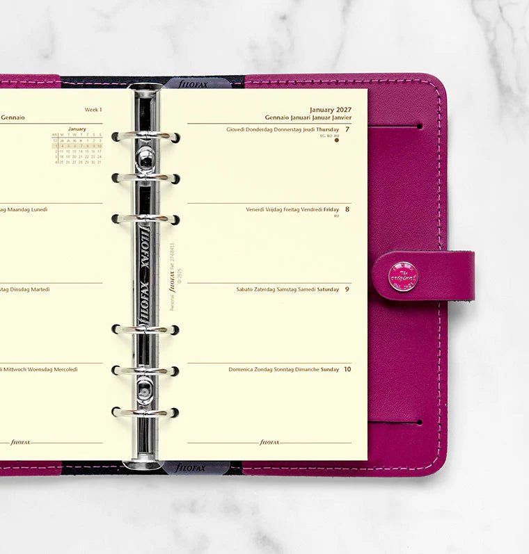 Recharge agenda 2027 FILOFAX - Personal - Semaine sur deux pages (multilingue) - 5059145620470