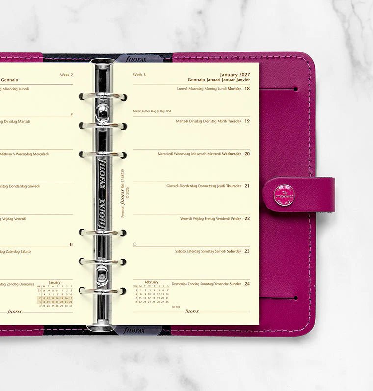 Recharge agenda 2027 FILOFAX - Personal - Semaine sur une page (multilingue) - 5059145620852