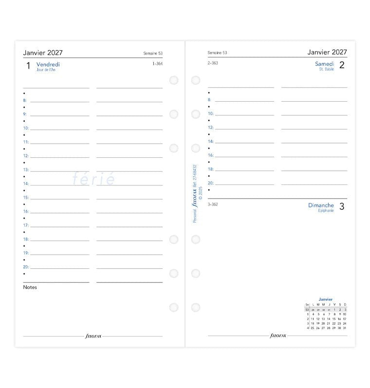 Recharge agenda 2027 FILOFAX - Personal - Un jour par page (français) - 5059145598335