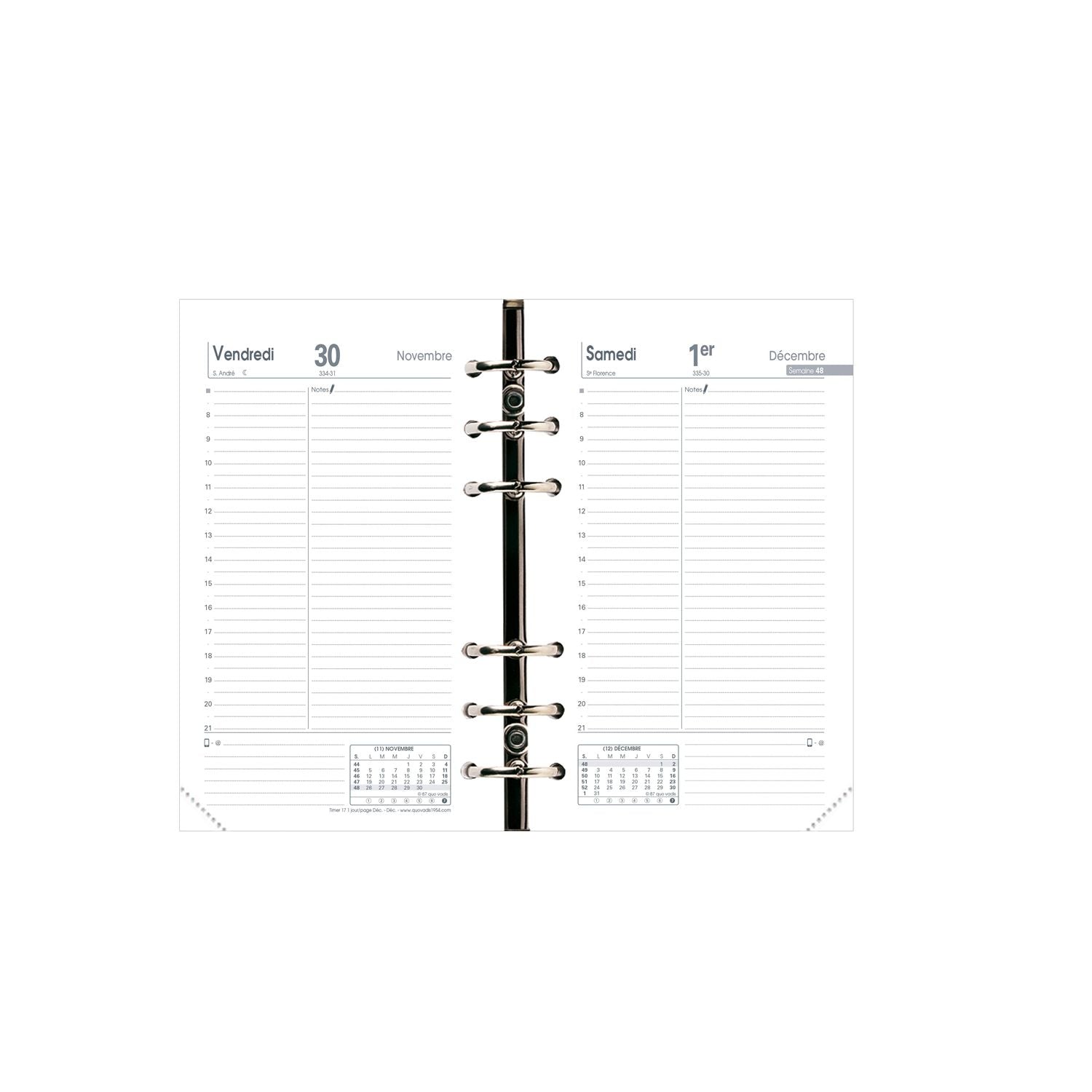 Recharge Organiseur 2024-2025 QUO VADIS Timer 17 1JP Dec/Dec - 1 jour par page - 10 x 17 cm - 3371010134380