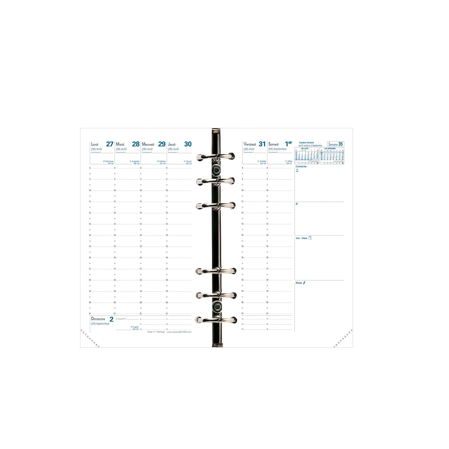 Recharge Organiseur 2024-2025 QUO VADIS Timer 17 Planning - 1 semaine sur 2 pages - 10 x 17 cm - 3371010118984