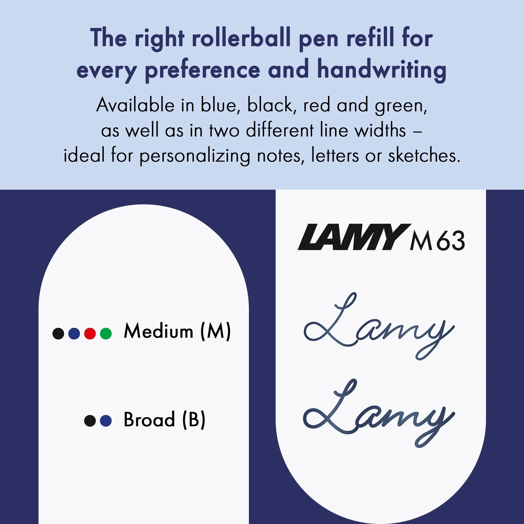 Recharge stylo roller LAMY M63 - Large (B) - Noir - 4014519659006