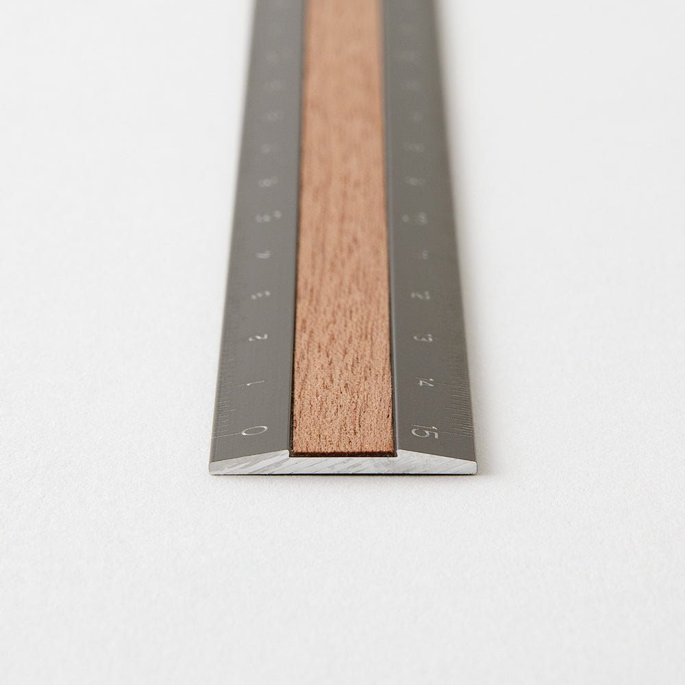 Règle MIDORI en bois et aluminium - 15 cm - Marron - 4902805422802