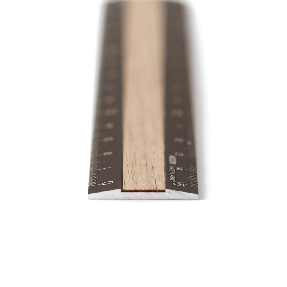 Règle MIDORI en bois et aluminium - 15 cm - Noir - 4902805422703