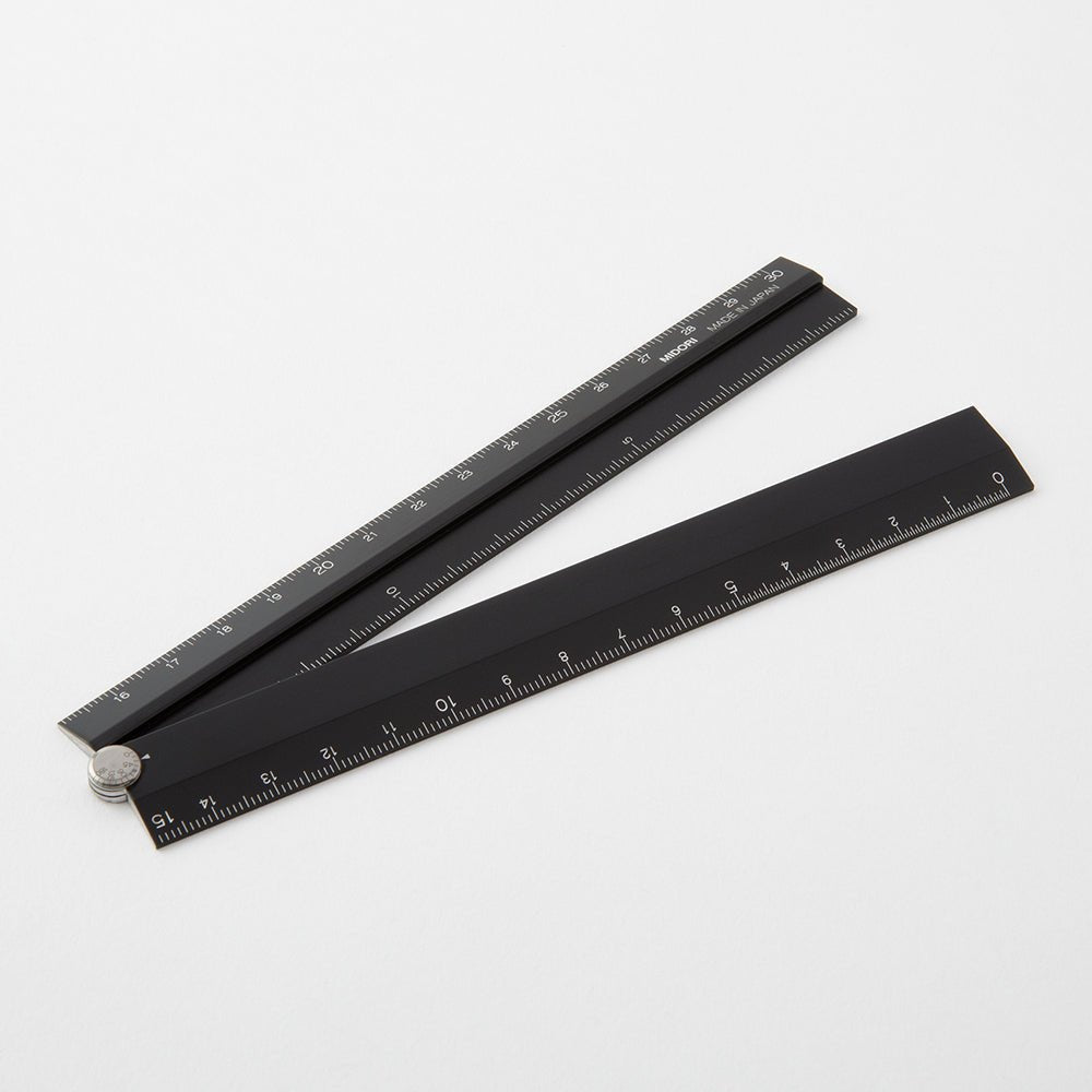Règle MIDORI multifonction pliable en aluminium - 30 cm - Noir - 4902805422864