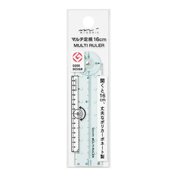 Règle MIDORI multifonction pliable en plastique - 16 cm - Bleu - 4902805422994
