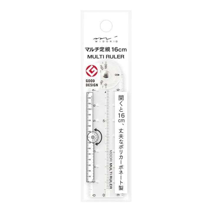 Règle MIDORI multifonction pliable en plastique - 16 cm - Transparent - 4902805422970