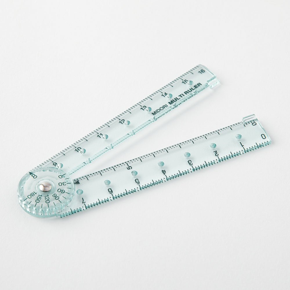 Règle multifonction pliable MIDORI en plastique - 16 cm - Bleu - 4902805422994