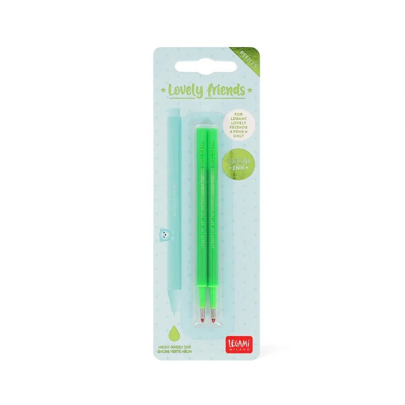 Set de 2 recharges LEGAMI pour stylo à encre gel Lovely Friends - Vert Néon - 