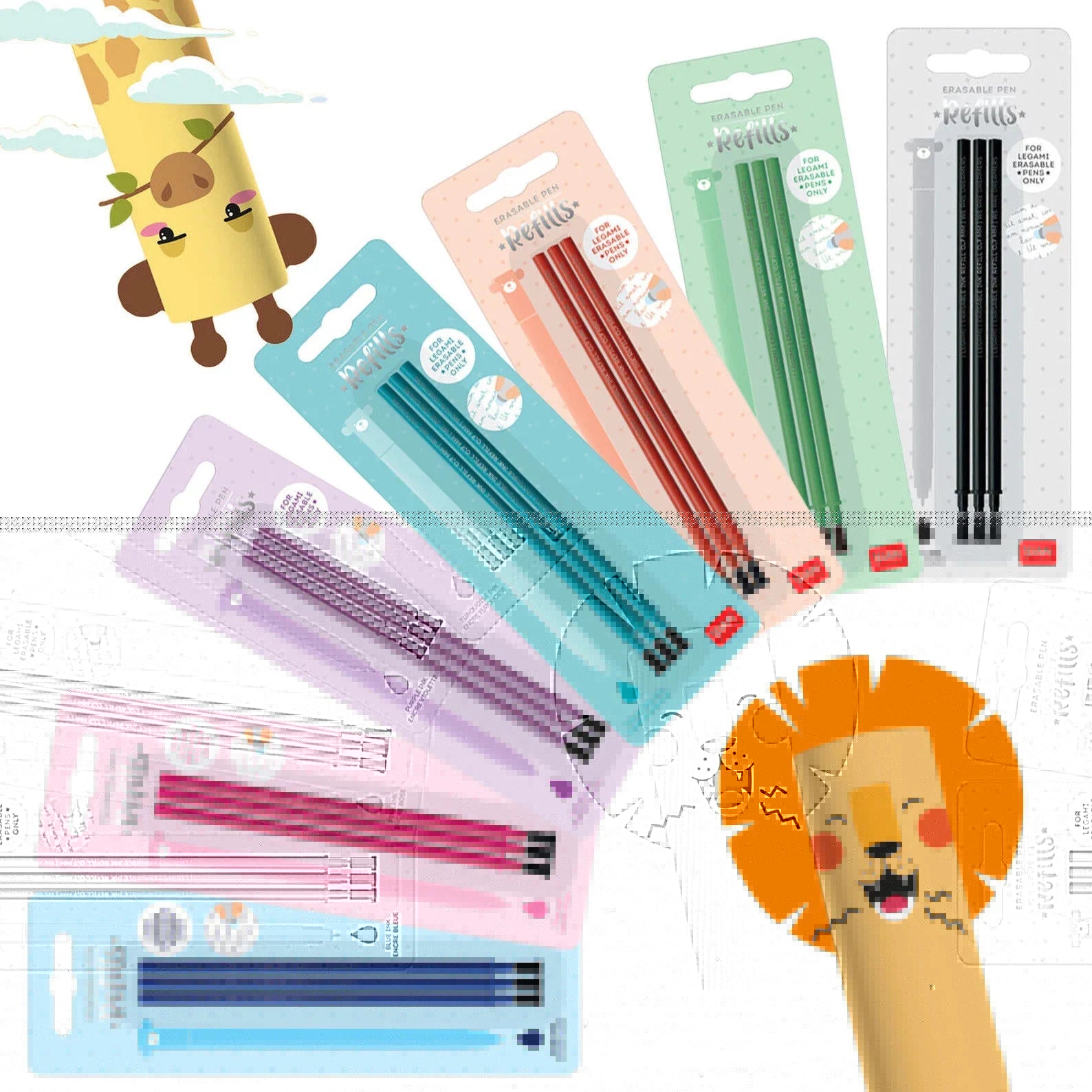 Set de 3 recharges LEGAMI pour stylo à encre gel effaçable - Noir - 8052461965901