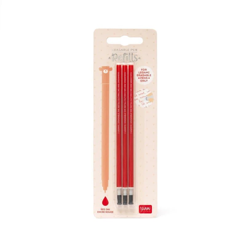 Set de 3 recharges LEGAMI pour stylo à encre gel effaçable - Rouge - 8052461965925