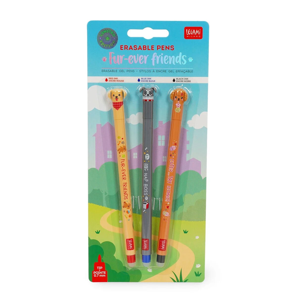 Set de 3 stylos LEGAMI à encre gel effaçable - Fur - ever Friends - 8052694123932