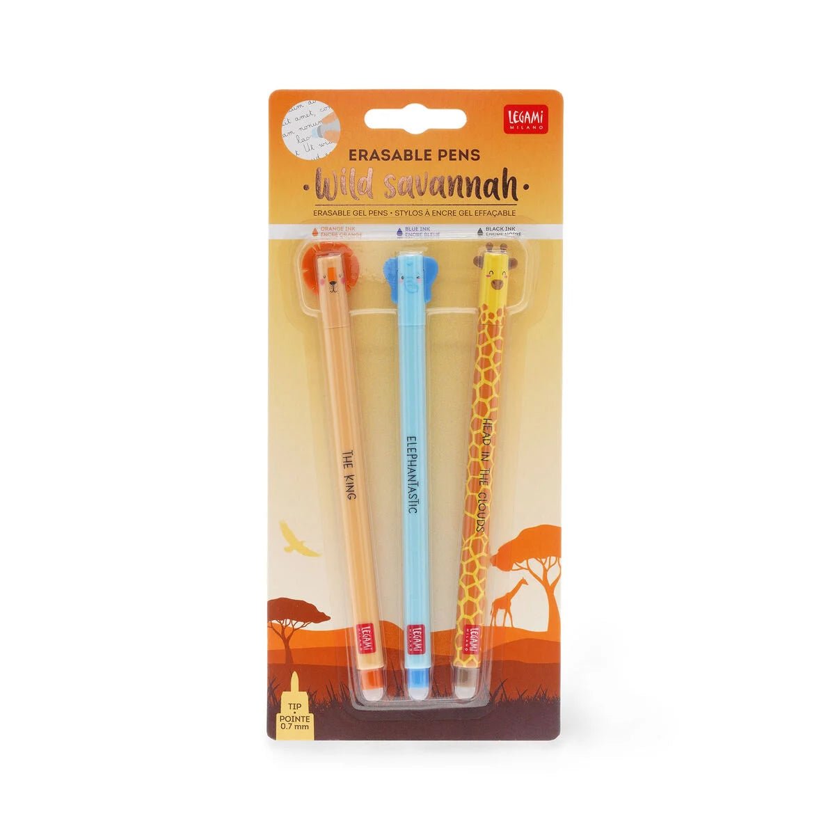 Set de 3 stylos LEGAMI à encre gel effaçable - Wild Savannah - 8053610782943