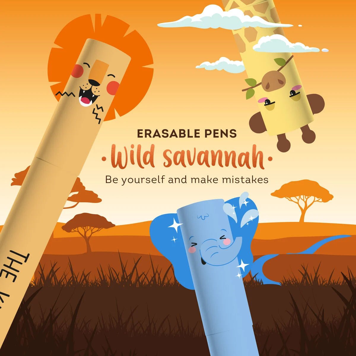 Set de 3 stylos LEGAMI à encre gel effaçable - Wild Savannah - 8053610782943