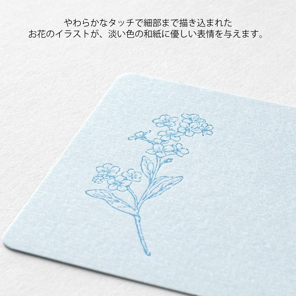 Set de correspondance MIDORI Card Letter Set Washi Hanairo - Bleu - 4902805887922