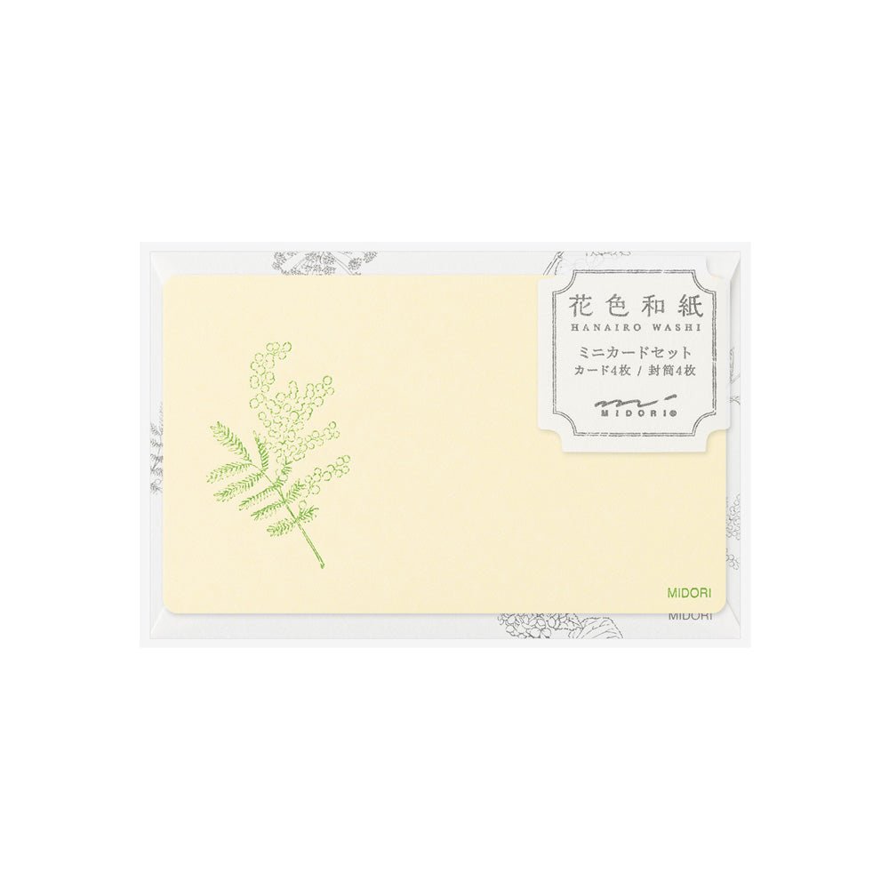 Set de correspondance MIDORI Card Letter Set Washi Hanairo - Jaune - 4902805887908