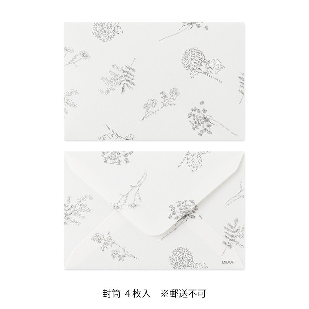 Set de correspondance MIDORI Card Letter Set Washi Hanairo - Vert - 4902805887915