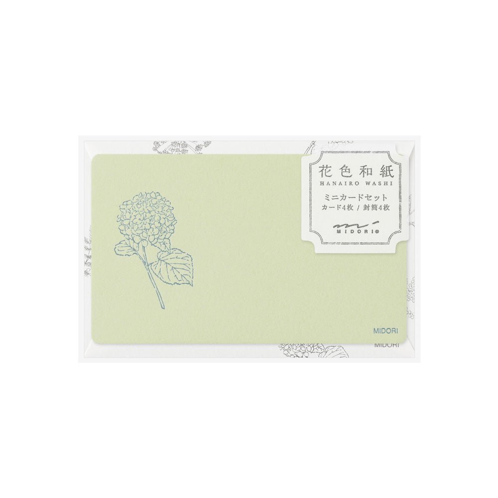Set de correspondance MIDORI Card Letter Set Washi Hanairo - Vert - 4902805887915