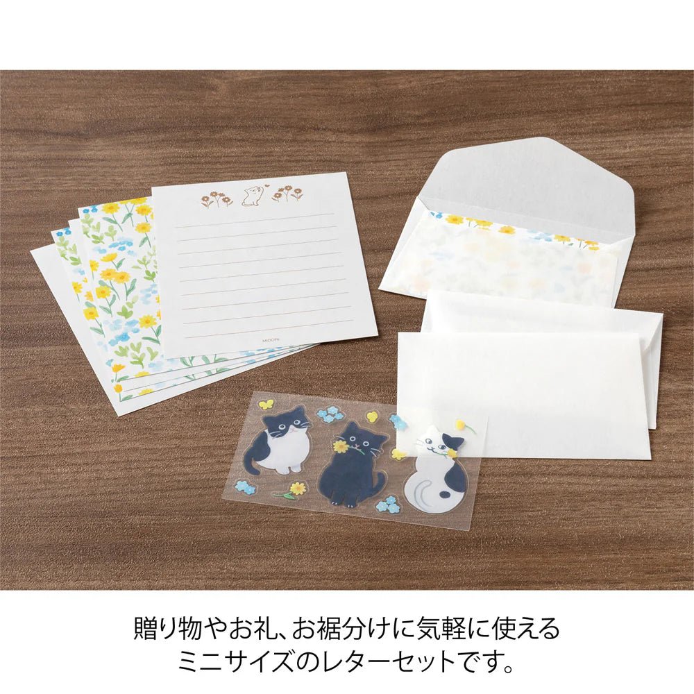 Set de correspondance MIDORI Mini Letter Set Stickers - Chat - 4902805869430