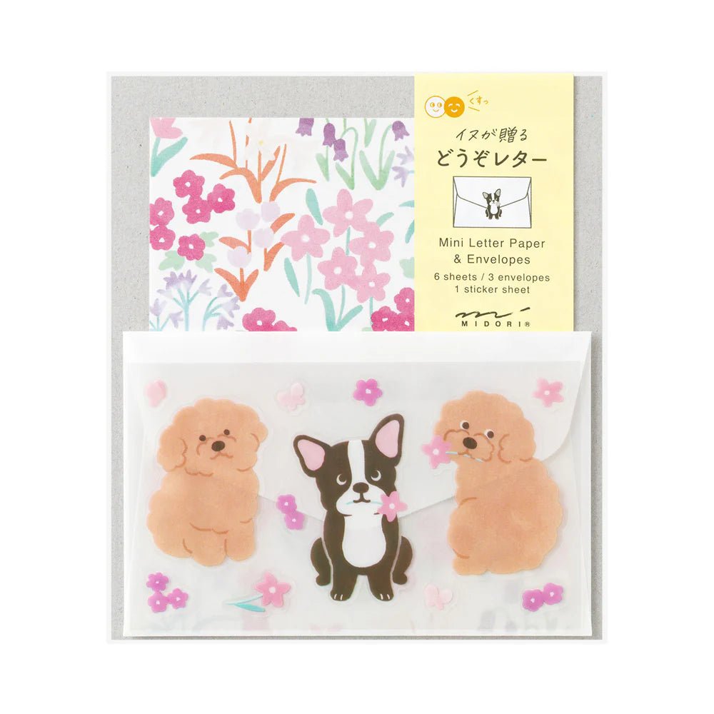 Set de correspondance MIDORI Mini Letter Set Stickers - Chien - 4902805869423
