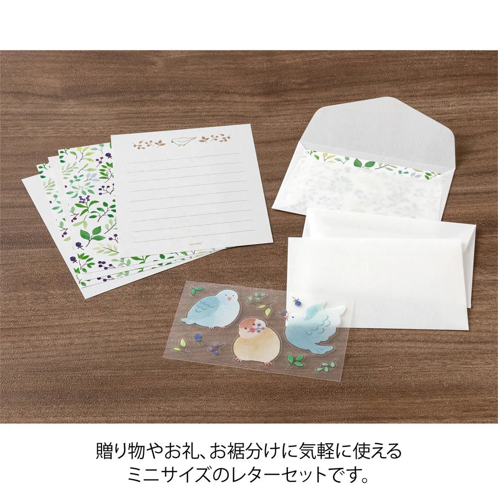 Set de correspondance MIDORI Mini Letter Set Stickers - Oiseaux - 4902805869447