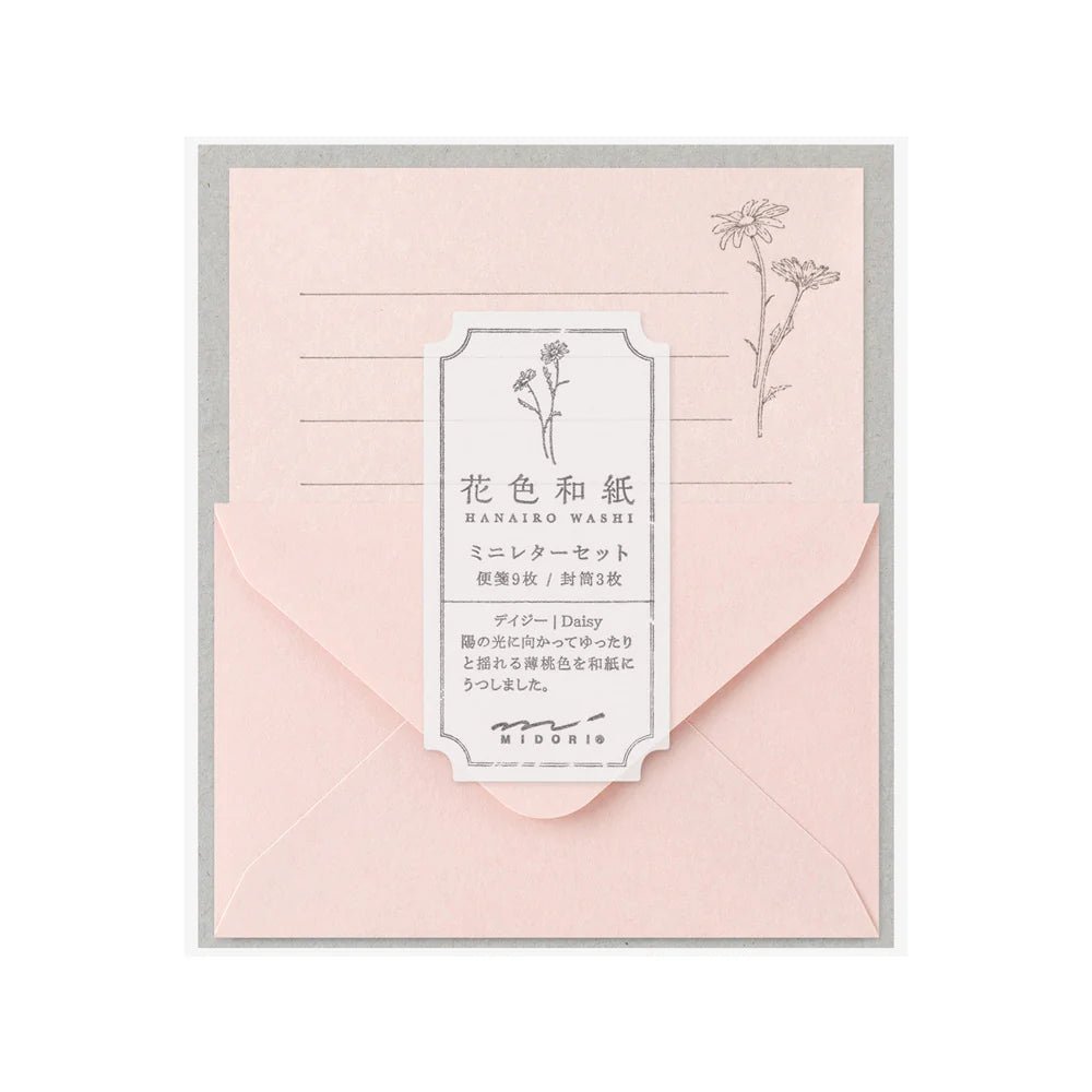 Set de correspondance MIDORI Mini Letter Set Washi Hanairo - Rose - 4902805869386
