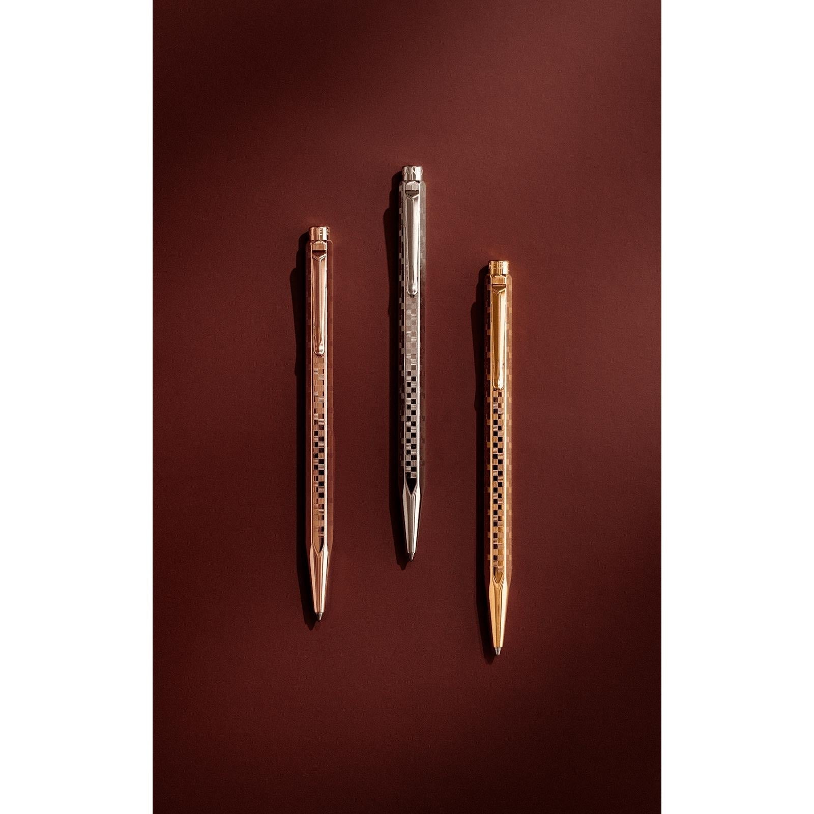 Set stylo bille CARAN D'ACHE Ecridor Damier Édition Spéciale - Doré Rose - 7630002365215