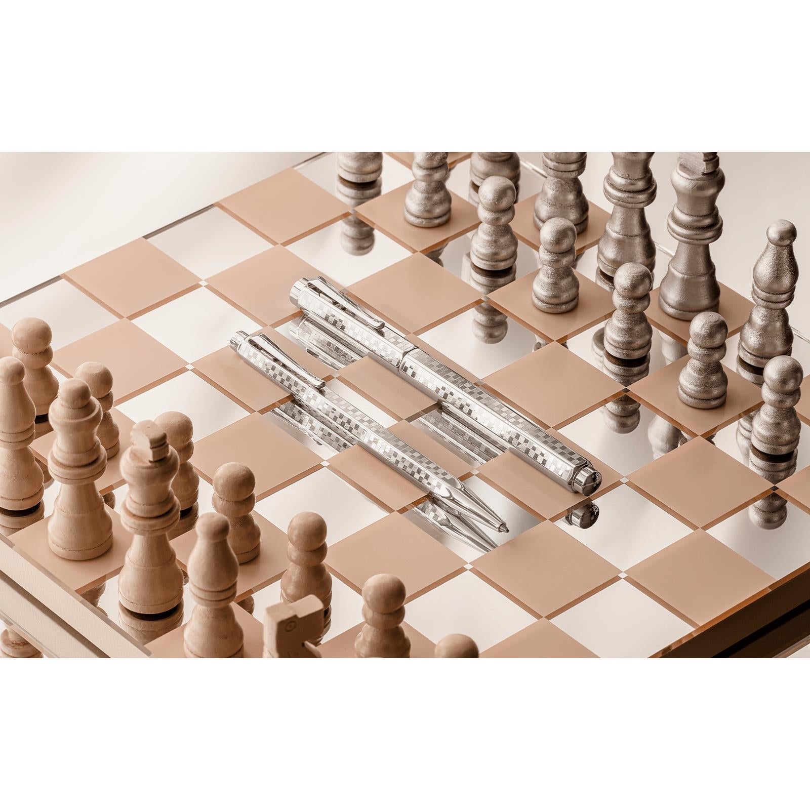Set stylo bille CARAN D'ACHE Ecridor Damier Édition Spéciale - Gris Argenté - 7630002365208