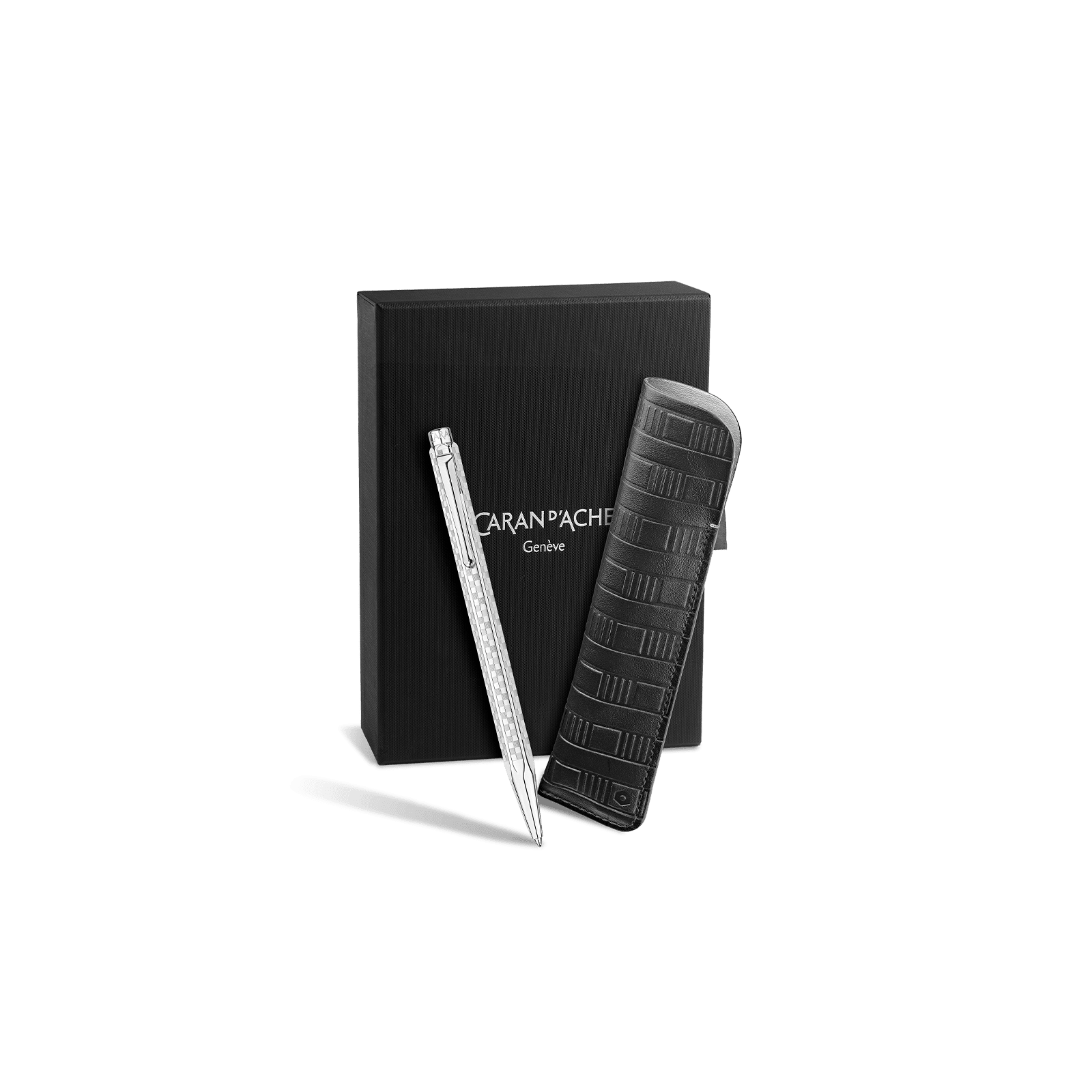 Set stylo bille CARAN D'ACHE Ecridor Damier Édition Spéciale - Gris Argenté - 7630002365208