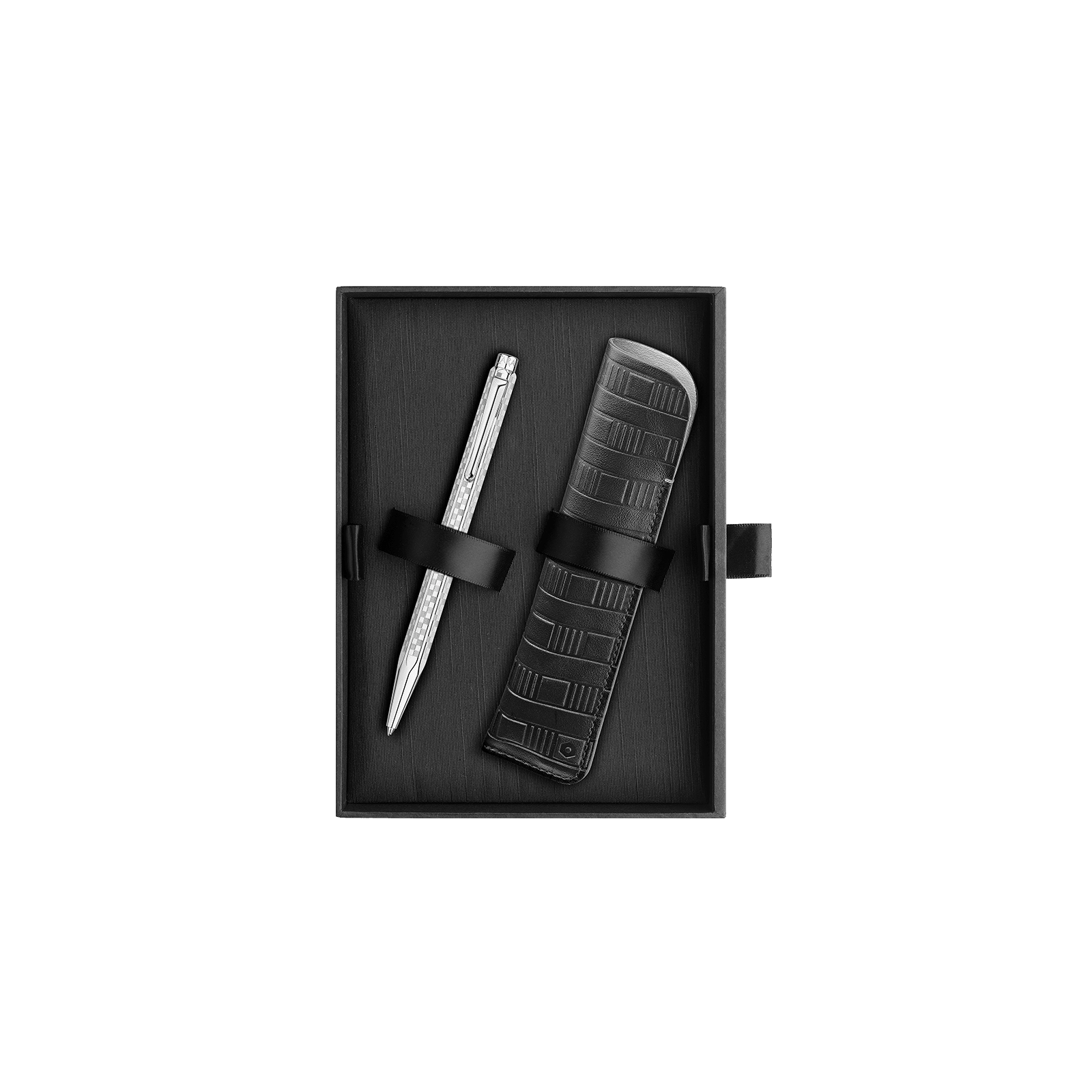 Set stylo bille CARAN D'ACHE Ecridor Damier Édition Spéciale - Gris Argenté - 7630002365208