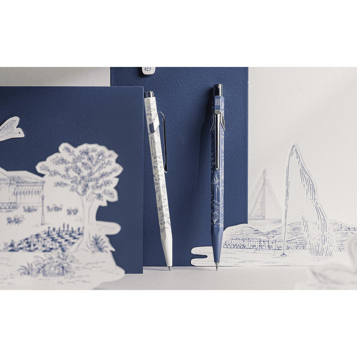 Set stylo bille + porte-mine CARAN D'ACHE 849 Toile de Jouy Geneva Edition - 7630002365727