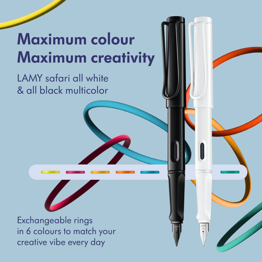 Set stylo plume LAMY safari Multicolor Édition Spéciale - All Black + All White - Extra - fine (EF) - 