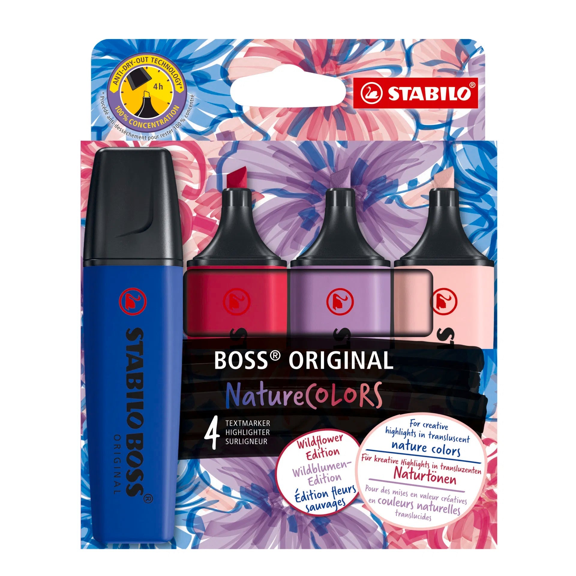STABILO BOSS ORIGINAL NatureCOLORS Wildflower Edition - Set de 4 Surligneurs - 4006381624398