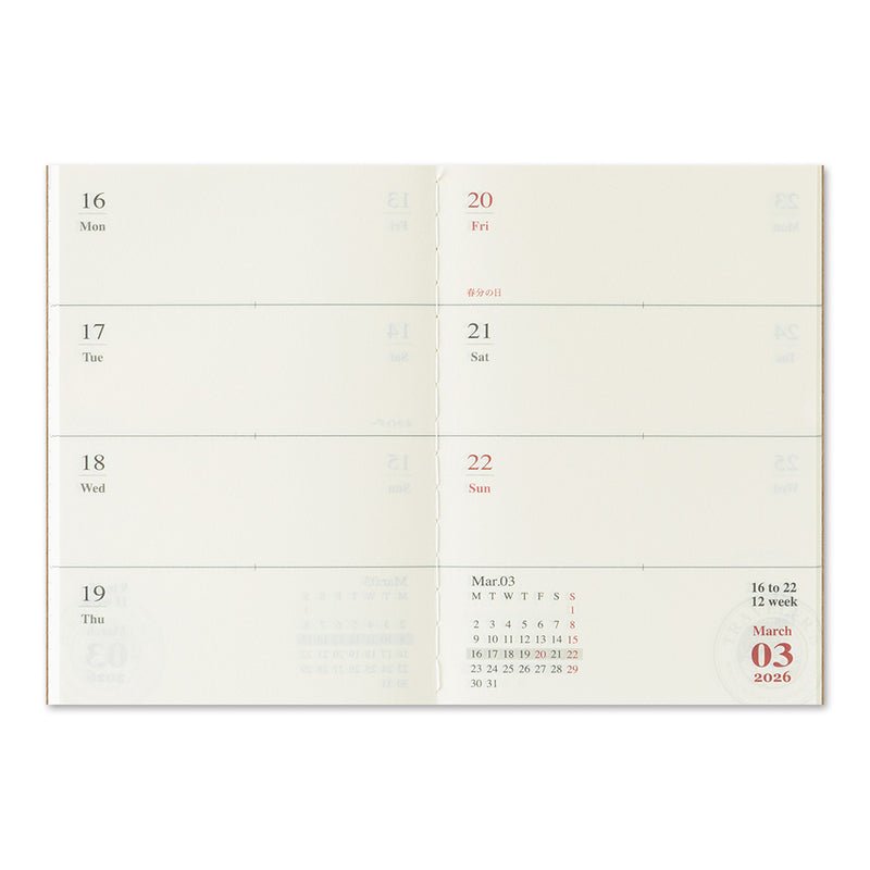 TRAVELER'S notebook - agenda semainier 2026 (passport size) - 