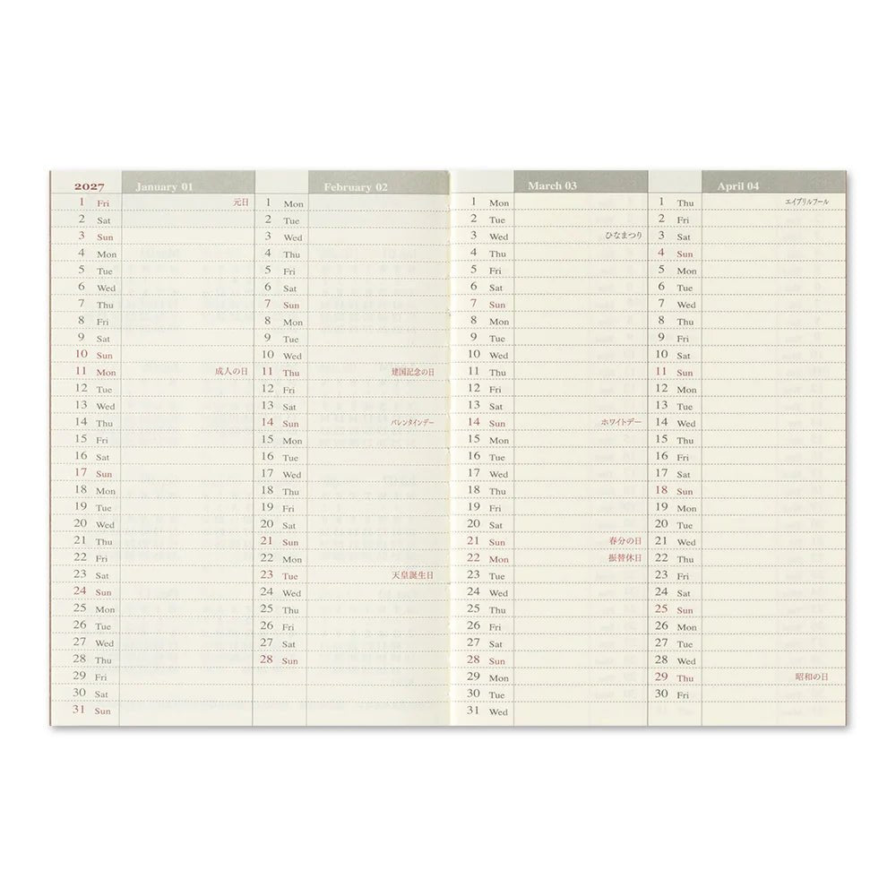 TRAVELER'S notebook - agenda semainier 2027 (passport size) - 
