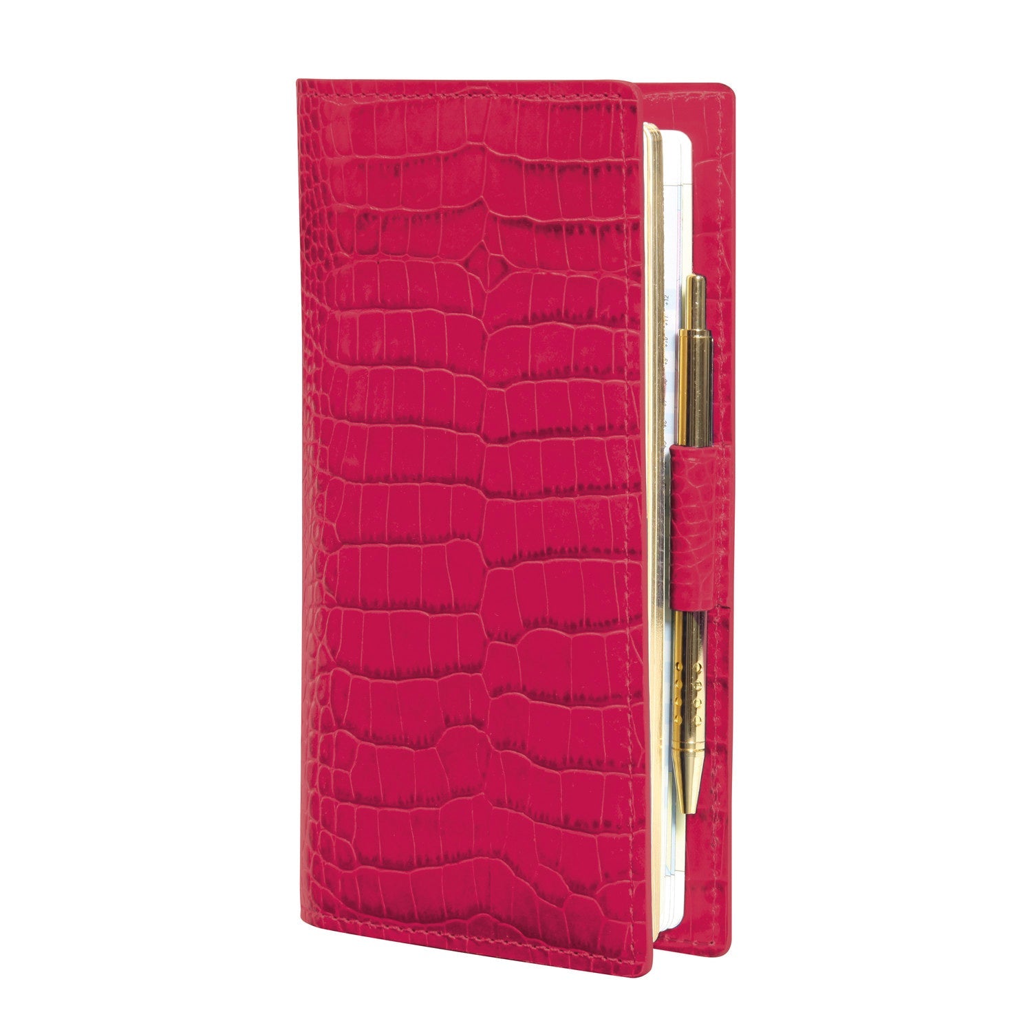 Agenda MIGNON AS16  - 8,8 x 16,5 cm - 1 semaine sur 2 pages - Orientation horizontale - Croco Savannah framboise royale