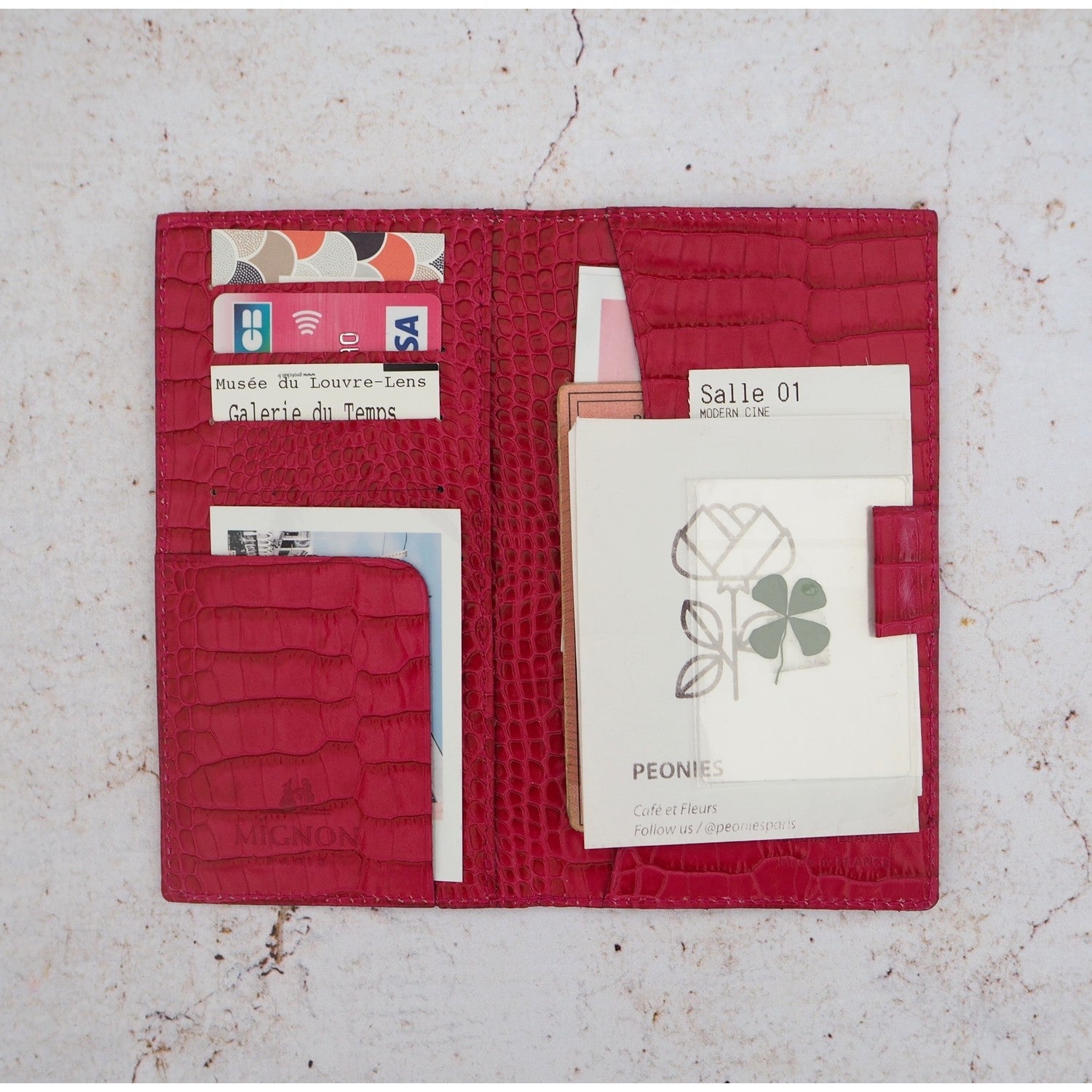 Agenda MIGNON AS16  - 8,8 x 16,5 cm - 1 semaine sur 2 pages - Orientation horizontale - Croco Savannah framboise royale