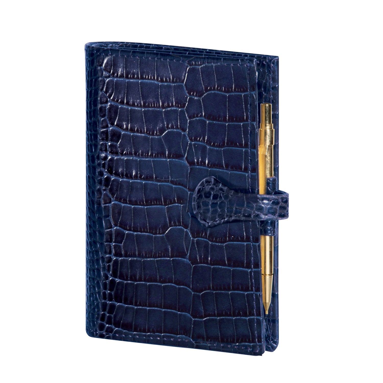 Organiseur MIGNON SK12 - 9 x 13 cm - 1 semaine sur 2 pages - Orientation horizontale - Croco Savannah bleu marine