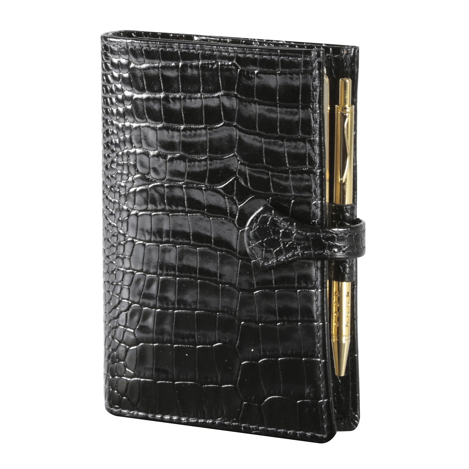 Organiseur MIGNON SK12 - 9 x 13 cm - 1 semaine sur 2 pages - Orientation horizontale - Croco Savannah noir
