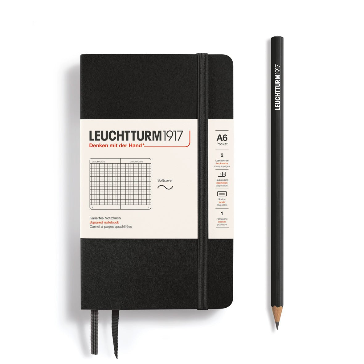 Carnet LEUCHTTURM1917 Classic Souple Quadrillé - A6 - Quadrillé - Black - 4004117328244