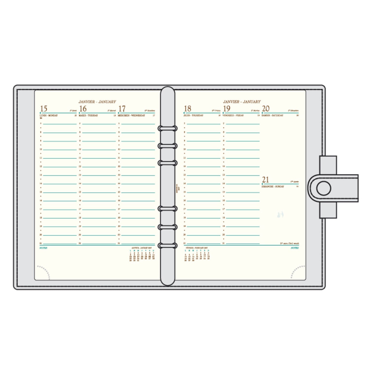 Organiseur Mignon AK22 Croco Savannah - 23 x 17.3 cm - 1 semaine sur 2 pages - Orange -