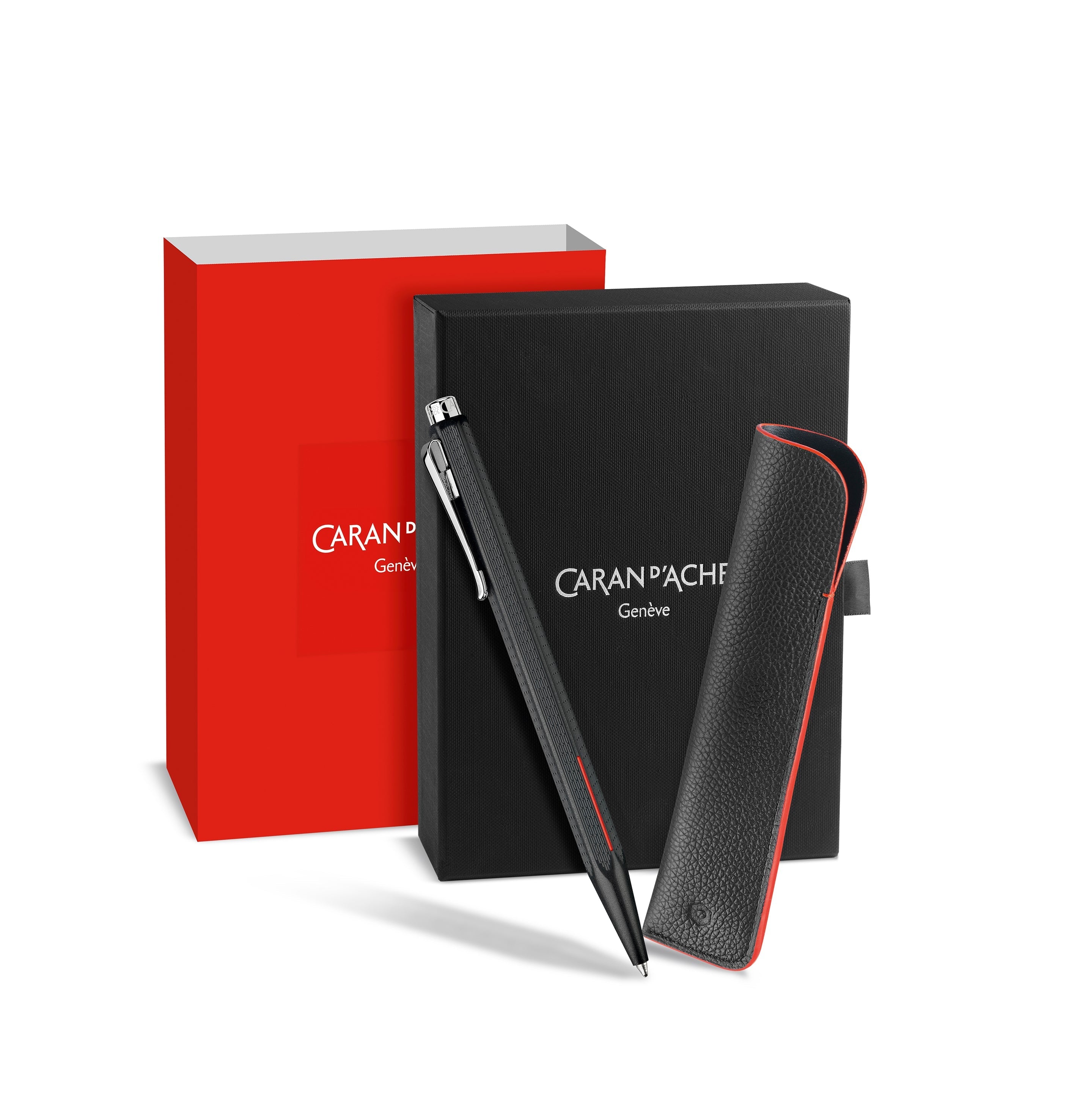 Set stylo bille CARAN D'ACHE Ecridor Racing - Medium (M) - Chromé Noir Mat - 7630002341561